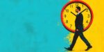 Businessman walking in front of a large clock symbolizing time management for business owners and the importance of working smarter in 2026.
